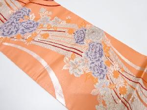 未使用品　草花模様織り出し袋帯(未仕立て)